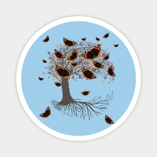 Tree of life with atalanta butterflies Magnet